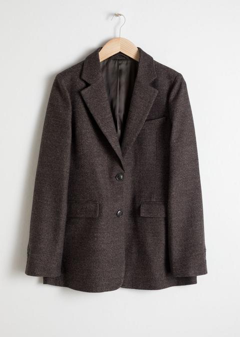 Textured Wool Blend Blazer