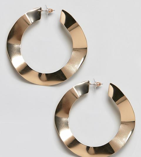 Designb London Gold Hammered Hoop Earrings