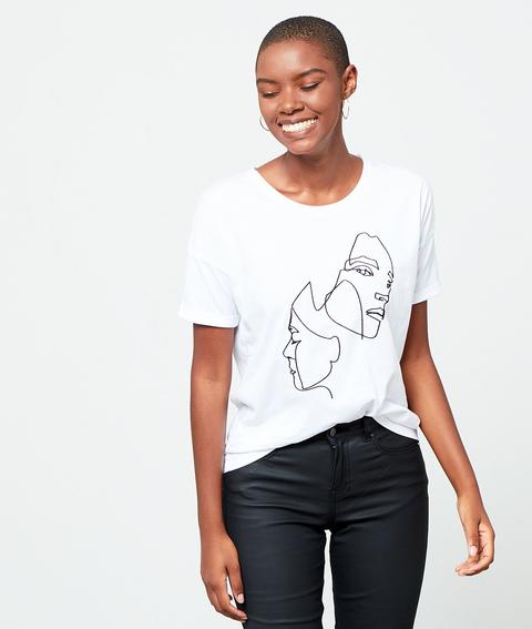 T-shirt Sérigraphie En Coton Bio - Gemini - S - Blanc - Femme - Etam