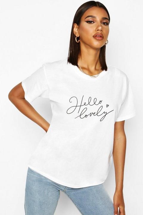 T-shirt À Slogan Hello Lovely - Blanc - S, Blanc