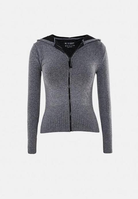Grey Seamless Zip Through Gym Hoodie, Grey