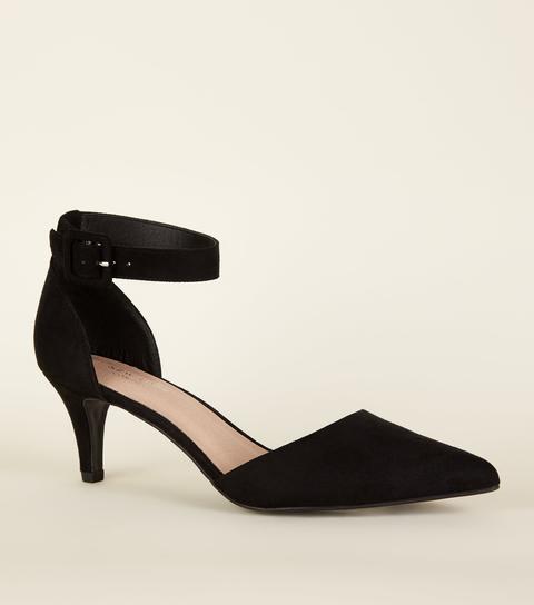 comfortable black kitten heels