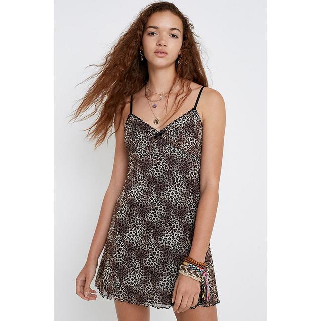 leopard mesh dress