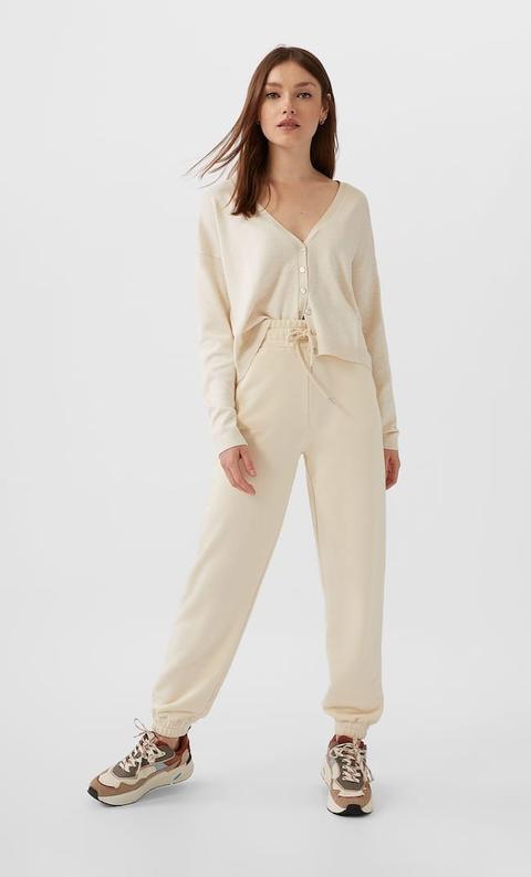 Stradivarius Cardigan Con Spalla Bassa Femminile Pietra M