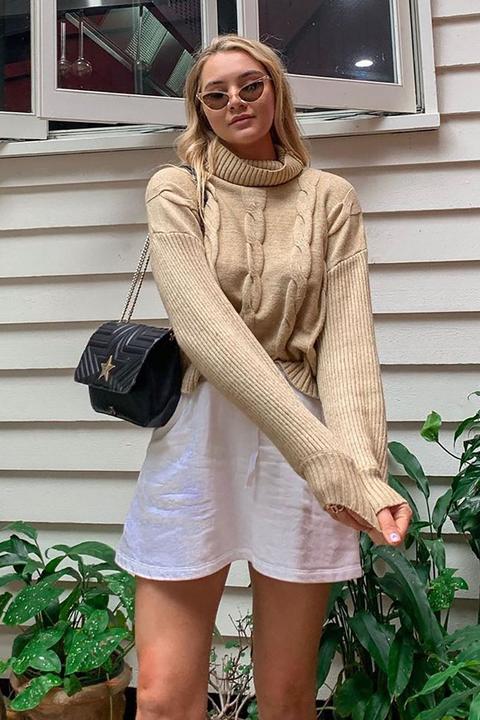 Maia Turtleneck Sweater - Tan
