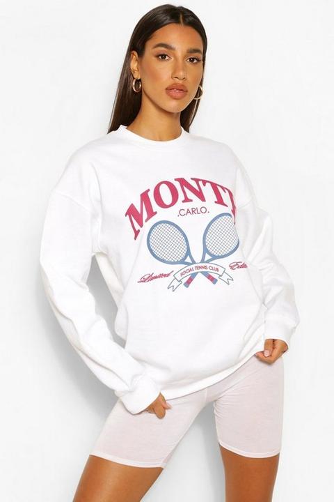 Womens Monte Carlo Tennis Sweatshirt - White - Xl, White