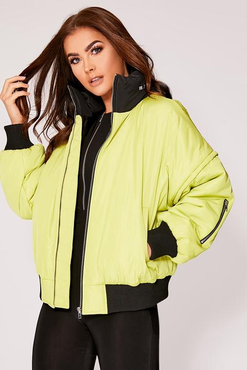 Green Jackets - Sarah Ashcroft Lime Oversized Bomber Jacket