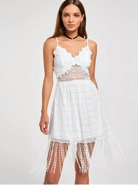 Fringe Lace Slip Dress