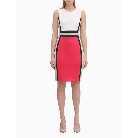 calvin klein women's sleeveless colorblock sheath dress