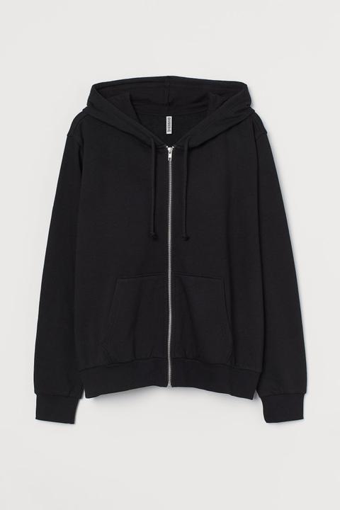 H & M+ Zip-through Hoodie - Black