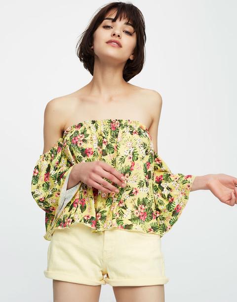 Top Stampato Spalle Scoperte
