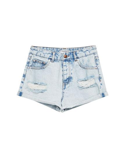 Short Denim Mom Fit Rotos