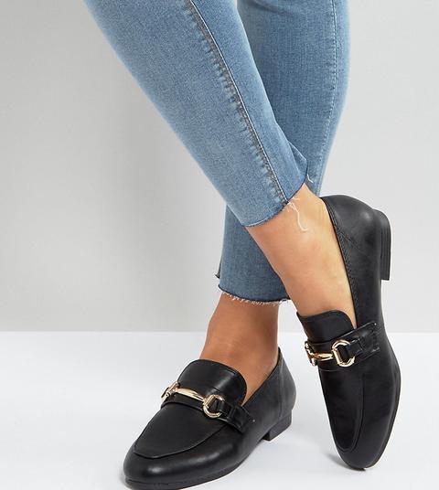 New Look Leather Look Buckle Detail Loafer