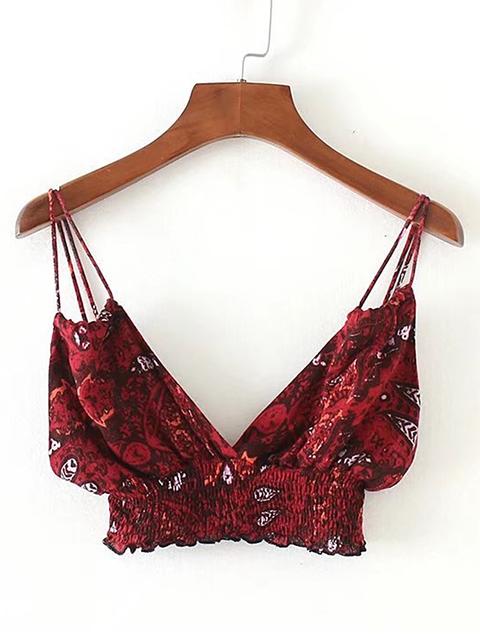 Shirred Hem Strappy Bralet