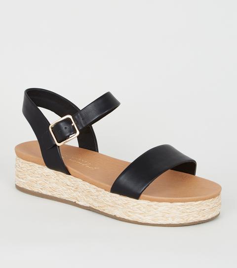 black flatform sandals wide fit