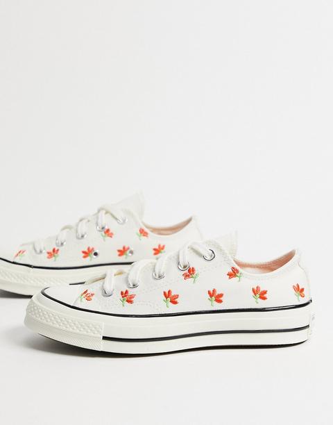 Zapatillas De Deporte Blancas Bajas Con Bordado Floral Chuck 70 De Converse-blanco