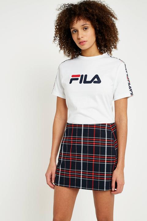 Fila Zoey Taped Stripe Sleeve Logo T-shirt - Womens L