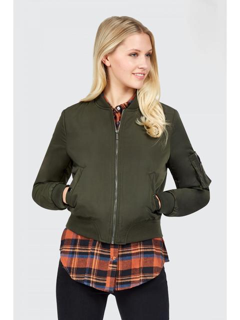 Khaki Placket Padded Bomber Jacket