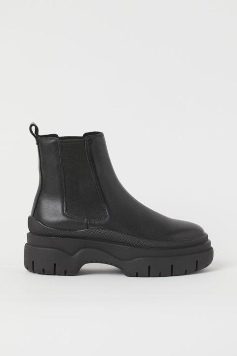 Botines De Piel - Negro