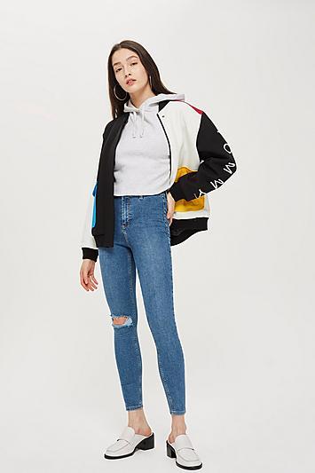 Mittelblaue Moto Joni Jeans Im Destroyed-look - Stone Medium