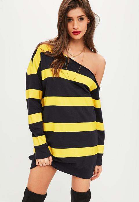 Yellow Stripe Oversized Jumper, Black