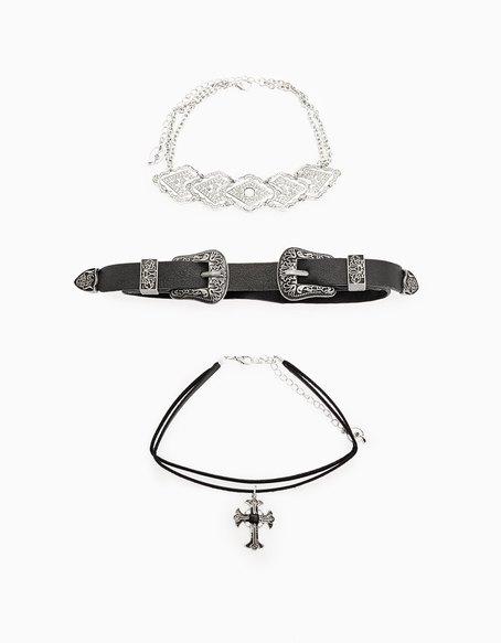 Set 3 Choker Nero