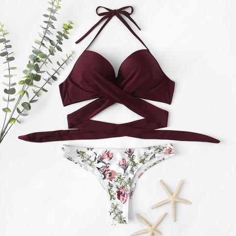 Push Up Top Und Bikini Set Mit Blumen Muster From Shein On 21