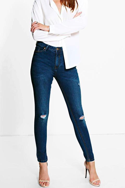 Erika Mid Rise Ripped Knee Skinny Jeans