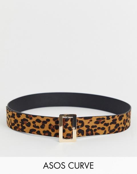 Asos Design Curve - Cintura Larga Leopardata Da Portare In Vita O Sui Fianchi - Multicolore