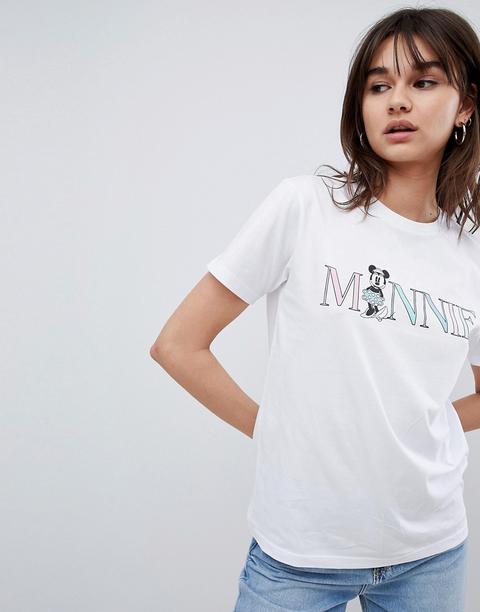 Asos Design - T-shirt Con Stampa Di Minnie - Bianco