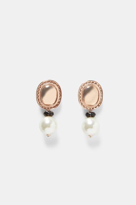 Orecchini Metallici Con Perla