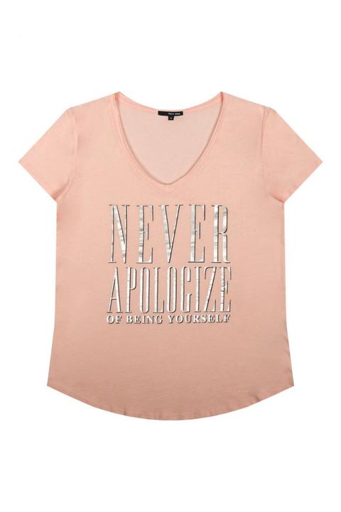 T-shirt Rosa Pesca Con Slogan