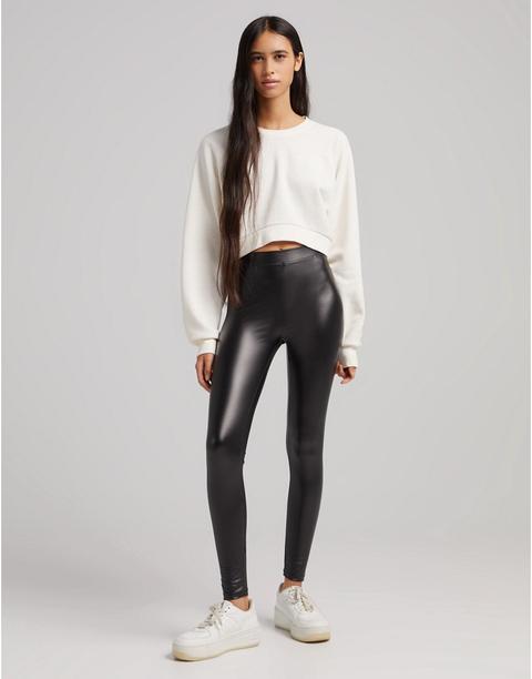 Bershka - Legging En Similicuir - Noir