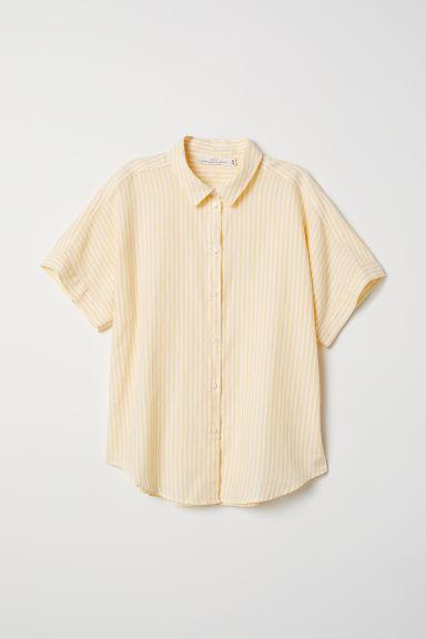 H & M - Camisa De Algodón Manga Corta - Amarillo