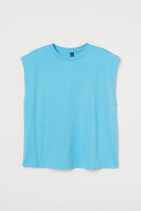 Shoulder-pad Top - Turquoise