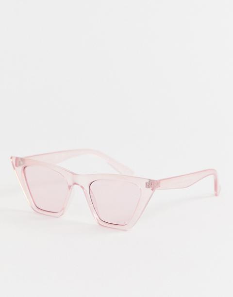 Asos Design Sunglasses In Crystal Pink With Pink Lens