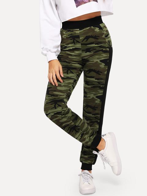 Pantaloni Con Stampa Di Camuffamento E Vita Alta