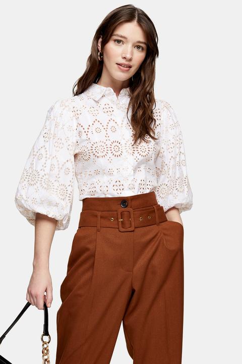 Womens White Embroidered Shirt - White, White