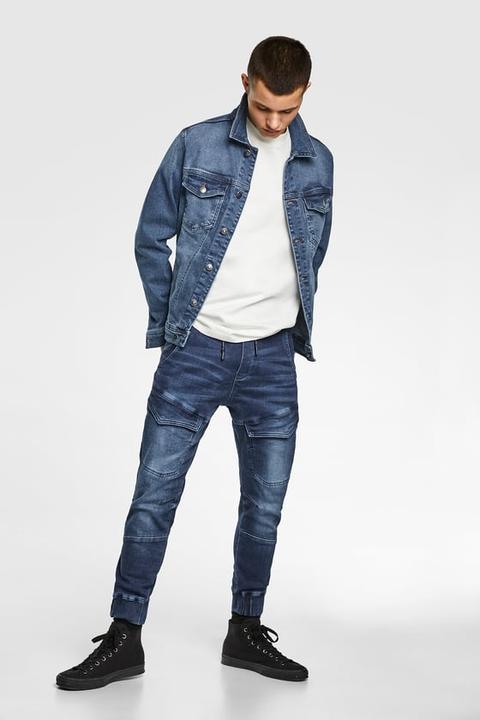 zara denim joggers