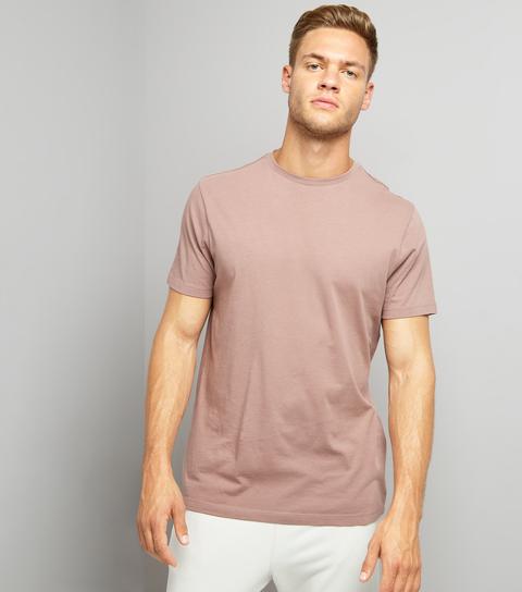 Men's Pink Crew Neck T-shirt New Look