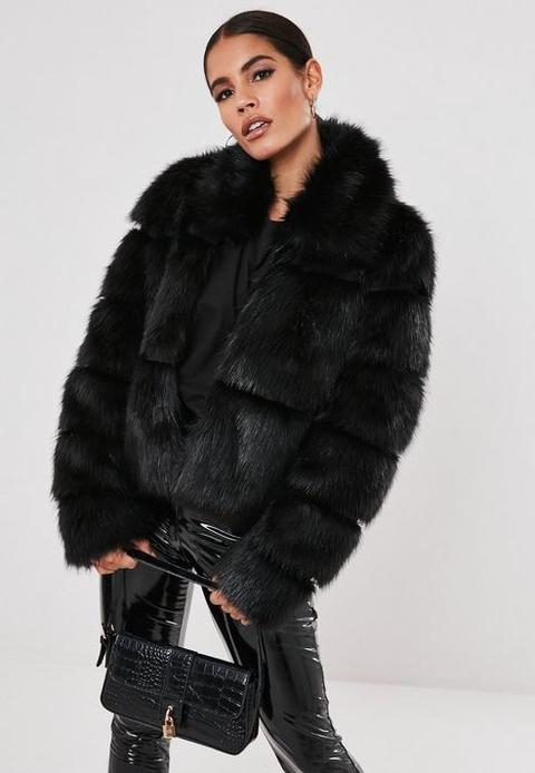 Black Faux Fur Pelted Coat From, Missguided Long Black Fur Coat