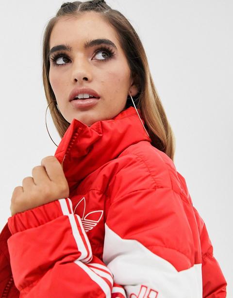 Adidas cropped shop jacket red