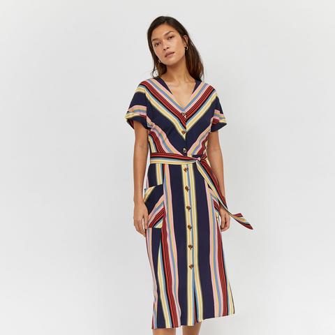 Warehouse stripe outlet button midi dress