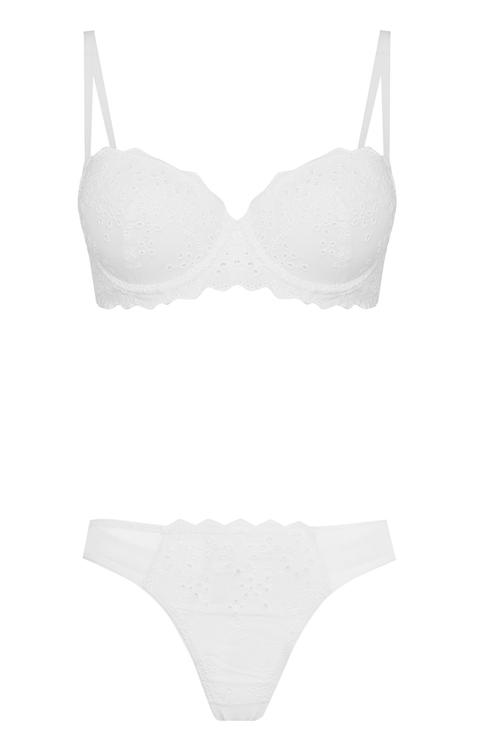 White Broidery Bra And Brief Set