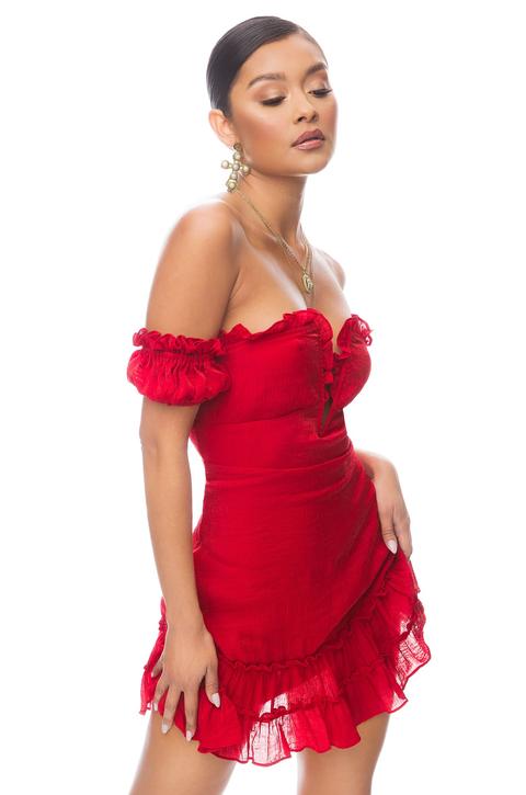 Rosette Dress - Red