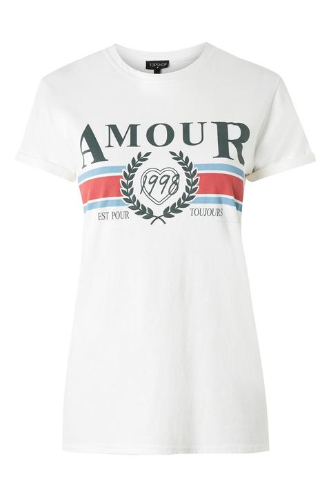 Womens Amour Slogan T-shirt - White, White