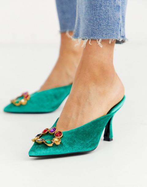 Green best sale velvet mules