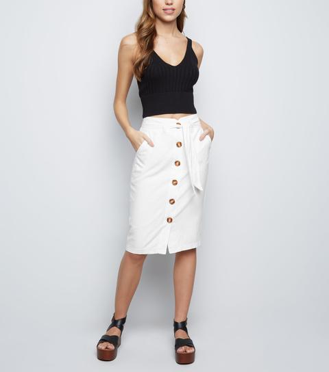 white linen pencil long skirt