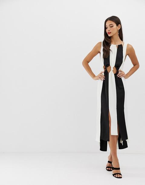 Vestido Midi De Crepé Monocromático Con Nudo En La Cintura De Asos Design-multicolor
