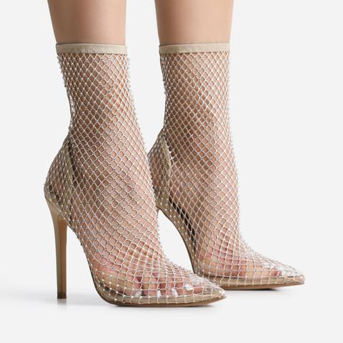 Sock hot sale heels nude